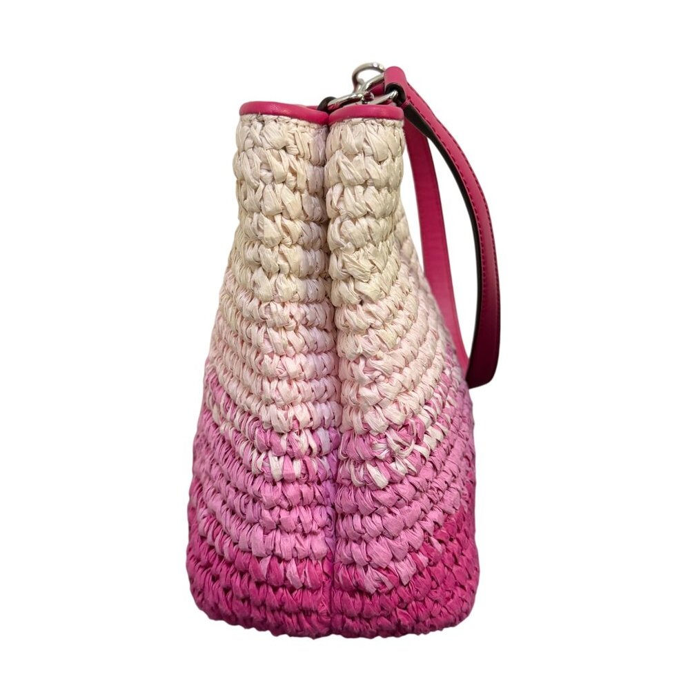 Michael Kors Straw Tote Bag Pink Gradient With Shoulder Strap - Picture 4 of 10